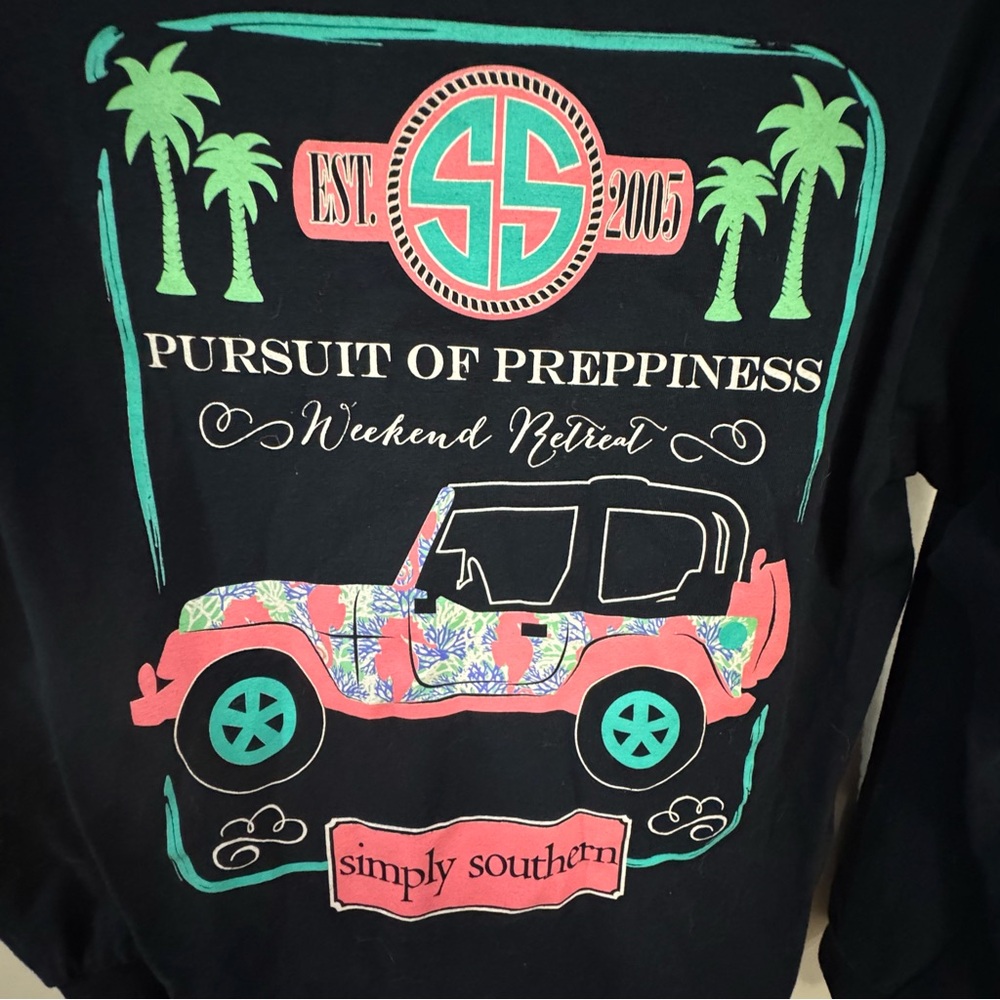 Simply Southern Long Sleeve T-Shirt "Pursuit of Preppiness" Jeep Graphic Size S - Picture 5 of 5